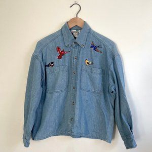 Natural Wonders Embroidered Chambray Button Down